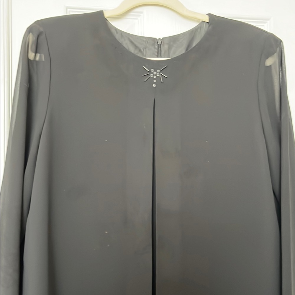 Liz Claiborne Black Long Sleeve Dress sz 12 - Picture 2 of 4